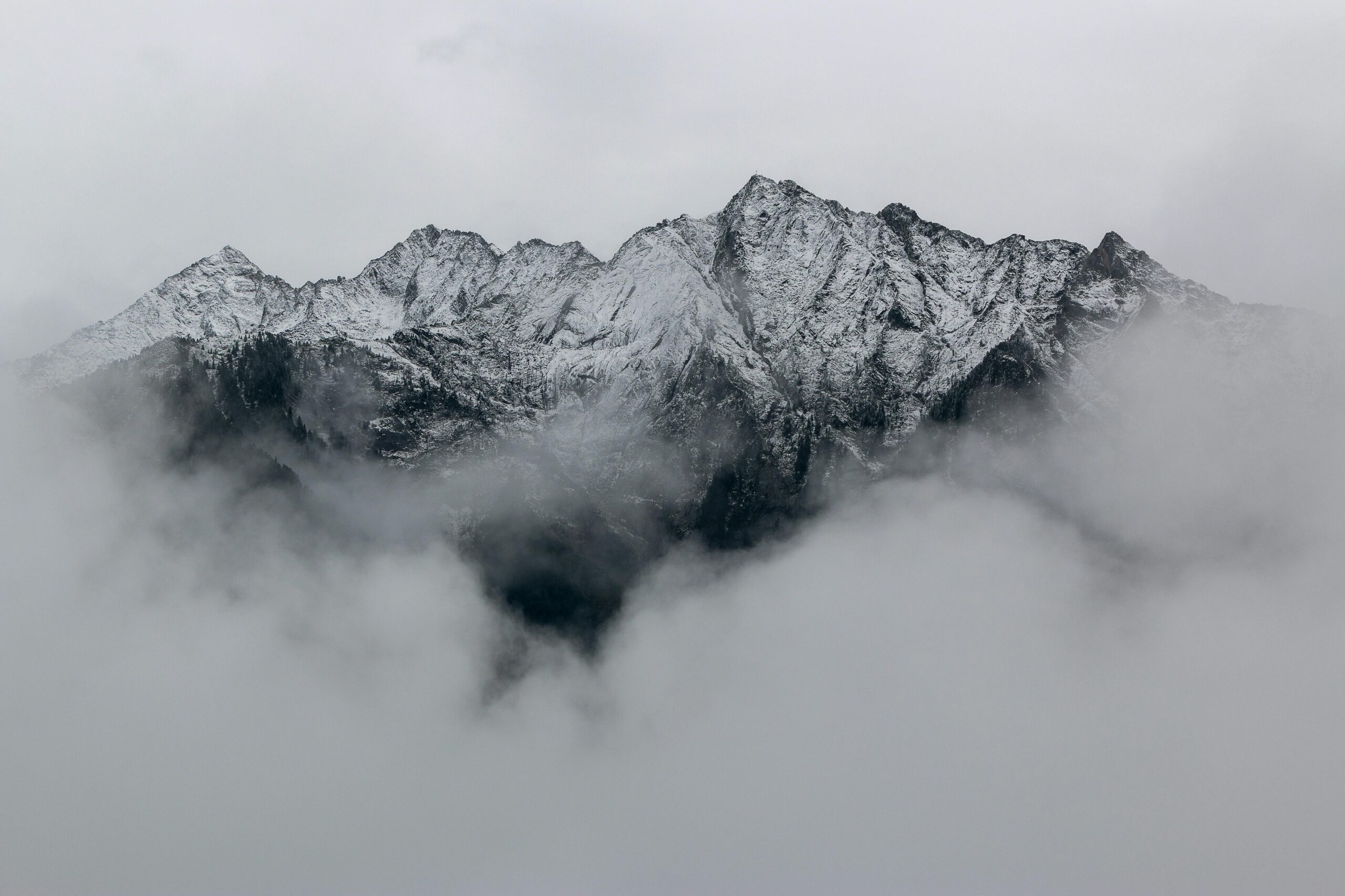 Mountain covered behind clouds, decorative