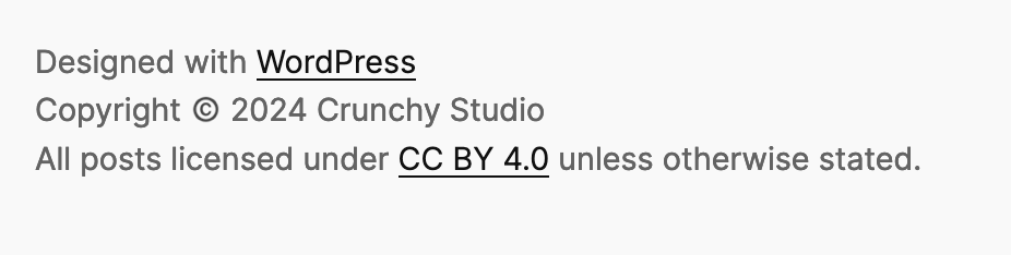 A screenshot of the footer, containing the text "Designed with WordPress"